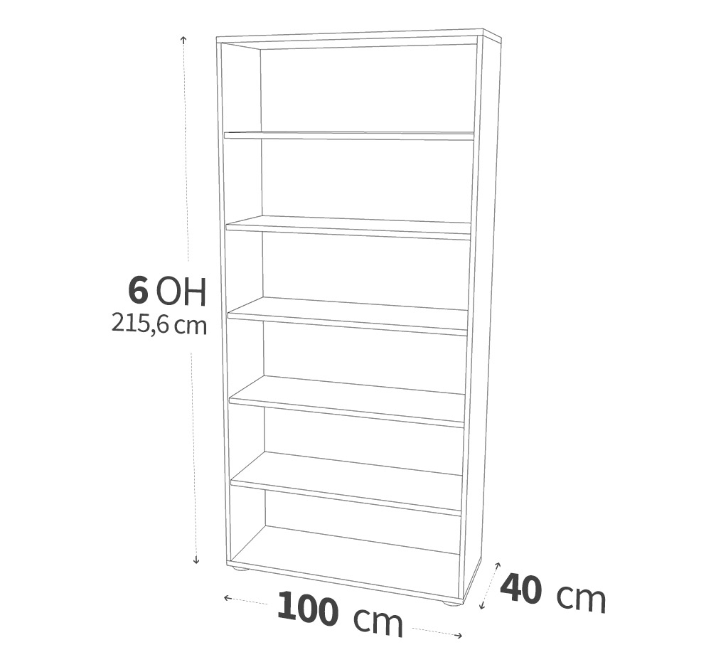 Maße der Variante 6OH Regal
