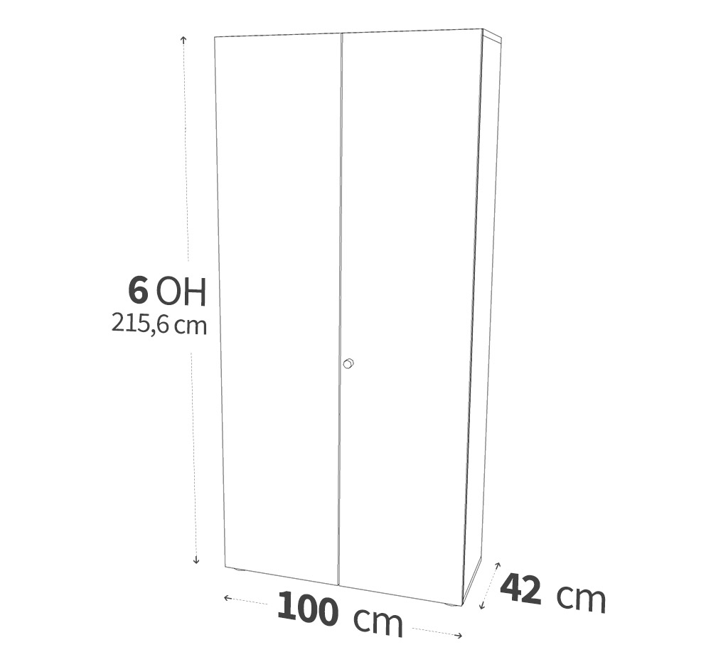 Maße der Variante 6OH Schrank