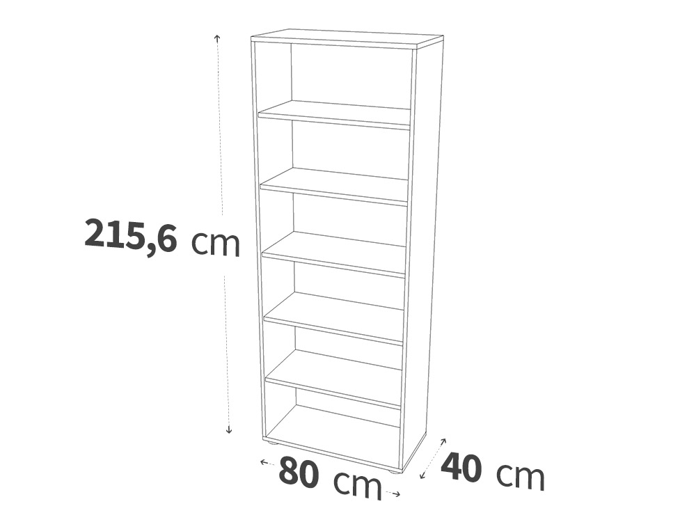 Maße der Variante 6OH Regal