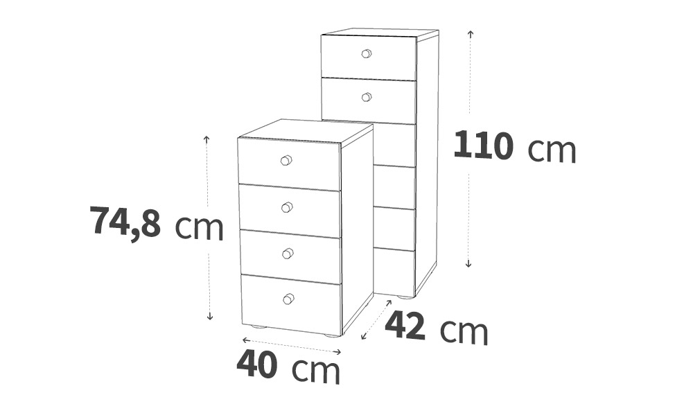 Maße der Schrank-Variante mit 2 und3 Ordnerhöhen