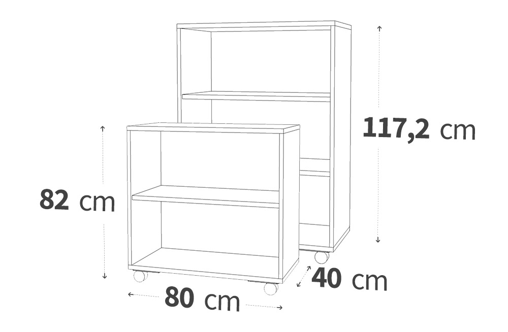 Maße der Regal-Variante mit 2 und 3 Ordnerhöhen